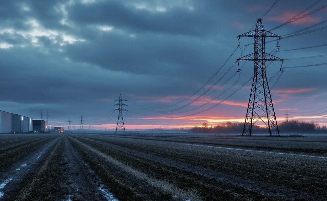 Ruben Achterberg, Service Road with Pylons, 2024
