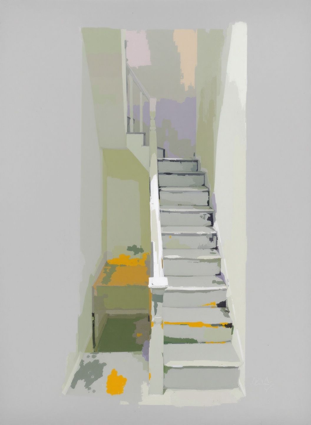 Marta Enkel, Stairwell, Van Ostadestraat, 2025, oil on panel, 120 x 95 cm